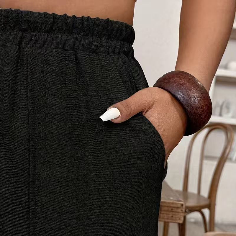 Dames Relaxed Fit Broek met Omgeslagen Enkels