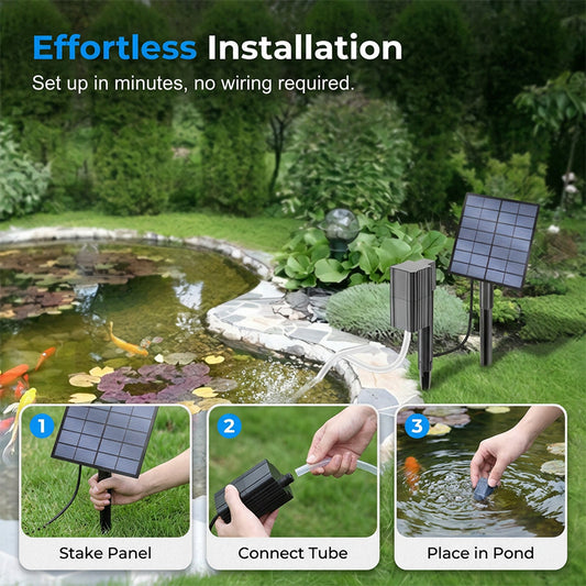 🌞Zonne-energie Vijverbeluchter met luchtpomp – nul elektriciteitskosten – houd vissen gezond en water helder – 50% KORTING 🐟💧
