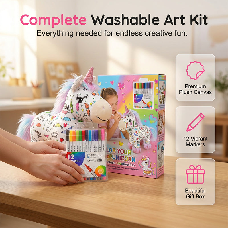 DIY Kleur-in Eenhoorn Pluche Speelgoedset