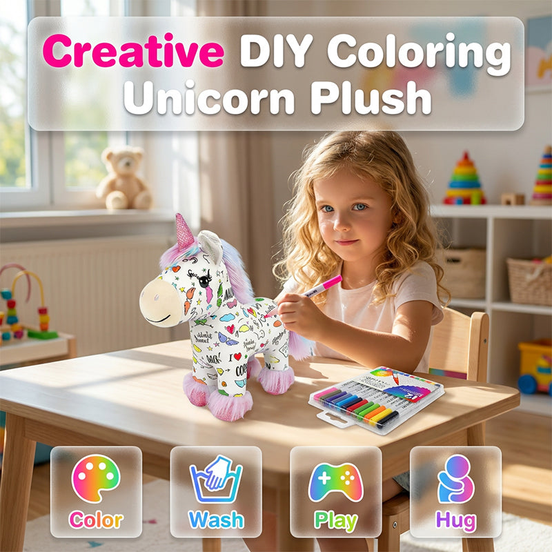 DIY Kleur-in Eenhoorn Pluche Speelgoedset