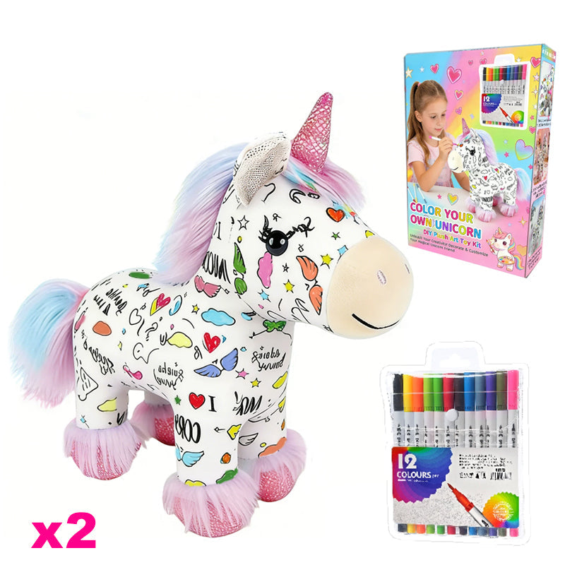 DIY Kleur-in Eenhoorn Pluche Speelgoedset