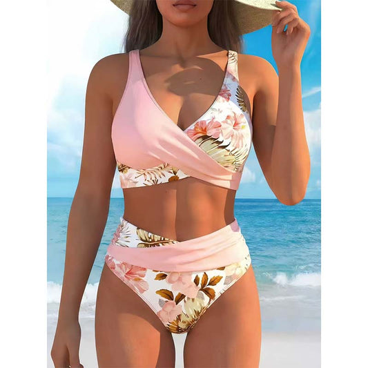 Dames bikini set met bloemenprint en hoge taille