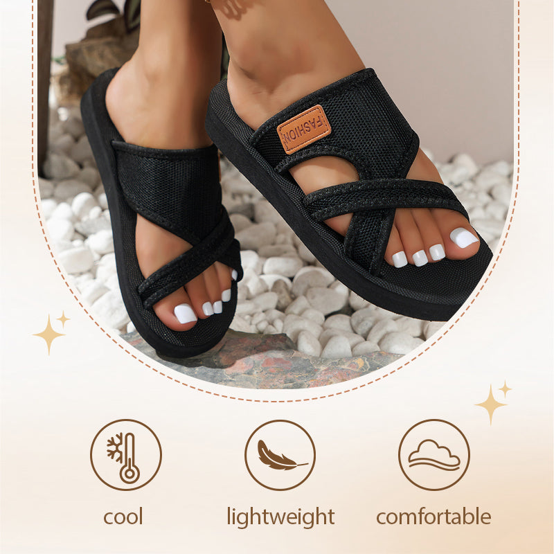 Dames stijlvolle slides met kruisband