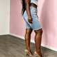 Women's Mid-Waist Ripped Denim Bermuda Shorts