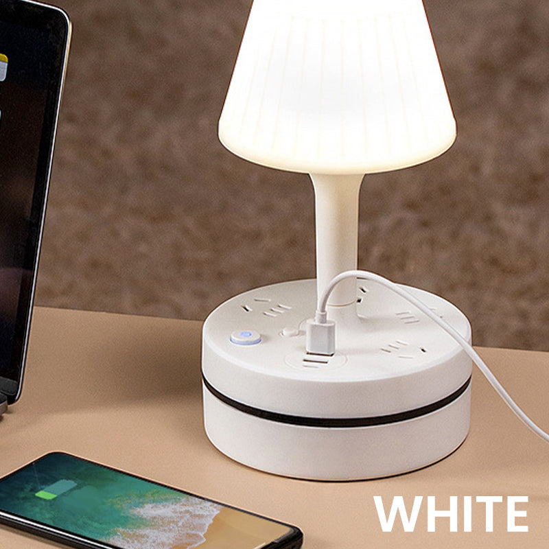 ❄️Zomerfresh 50% Korting!💡Nachtlamp met Stopcontacten & USB-poorten – Stijlvolle Bedlamp met Oplaadstation voor Slaapkamer, Bureau & Studentenkamer