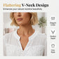 Damesblouse met V-hals en kanten inzetstukken