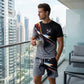 Heren T-shirt en Short Set met Abstracte Print