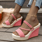 Dames Sleehak Sandalen met Gevlochten Enkelbandje | Zomerse Wedge Hakken
