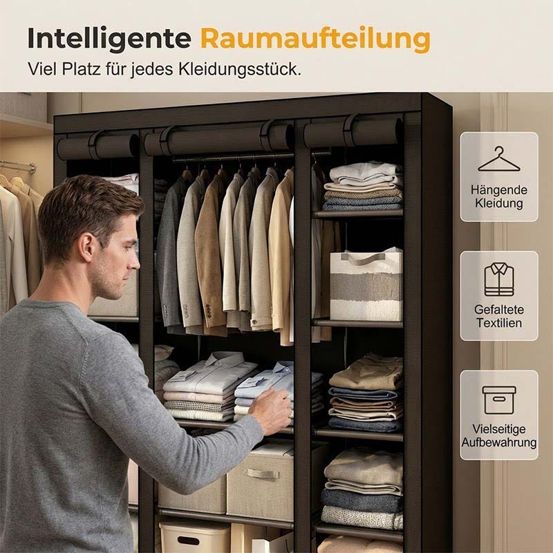 🔥 FLASH AANBIEDING: 50% KORTING! 📦 Draagbare Kledingkast van Niet-geweven Stof – Staal – 3 Maten & Eenvoudig te Monteren voor Slaapkamer & Dressing 🏠