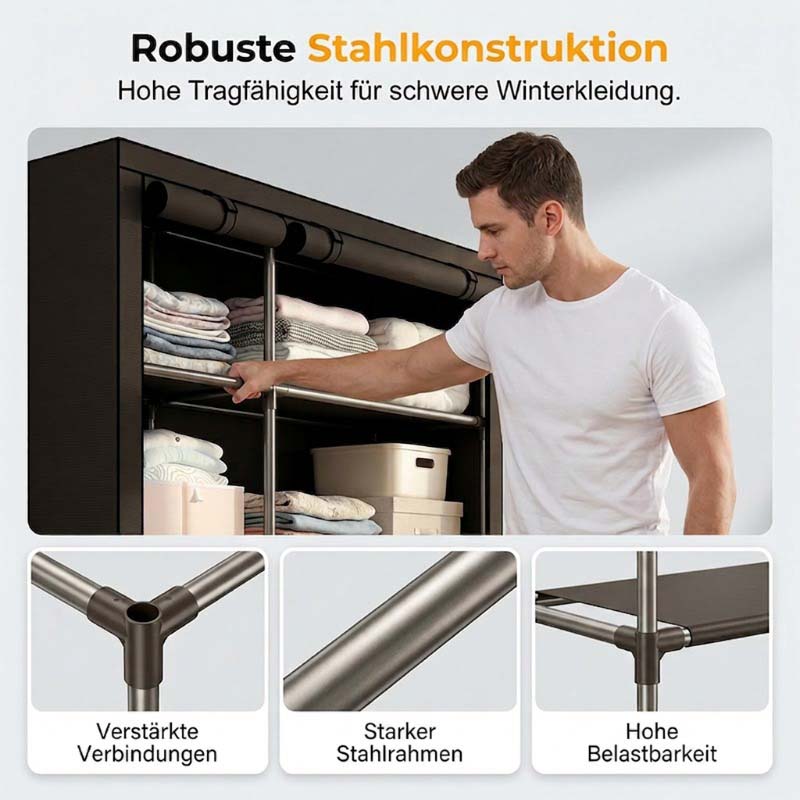 🔥 FLASH AANBIEDING: 50% KORTING! 📦 Draagbare Kledingkast van Niet-geweven Stof – Staal – 3 Maten & Eenvoudig te Monteren voor Slaapkamer & Dressing 🏠