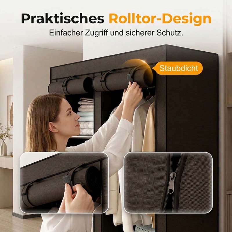 🔥 FLASH AANBIEDING: 50% KORTING! 📦 Draagbare Kledingkast van Niet-geweven Stof – Staal – 3 Maten & Eenvoudig te Monteren voor Slaapkamer & Dressing 🏠