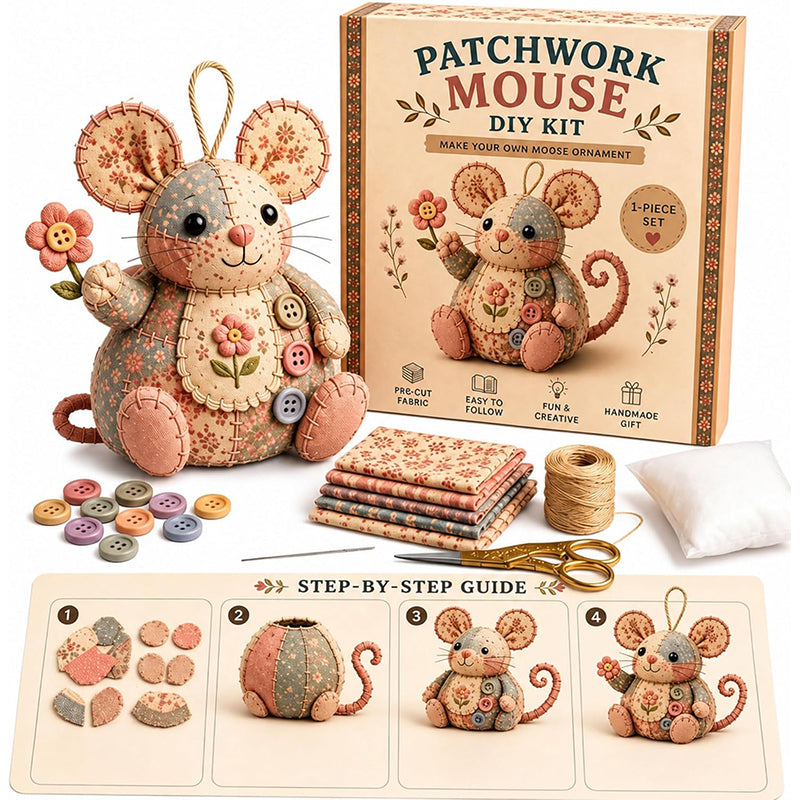 🐭50% KORTING❤️Stop met scrollen en naai je eigen schattige muis! Deze complete set geeft je alles – stof, vulling, naald – en voor je het weet hou je een zelfgemaakt vriendje in je handen!