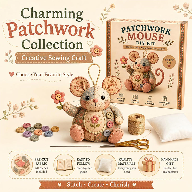 🐭50% KORTING❤️Stop met scrollen en naai je eigen schattige muis! Deze complete set geeft je alles – stof, vulling, naald – en voor je het weet hou je een zelfgemaakt vriendje in je handen!