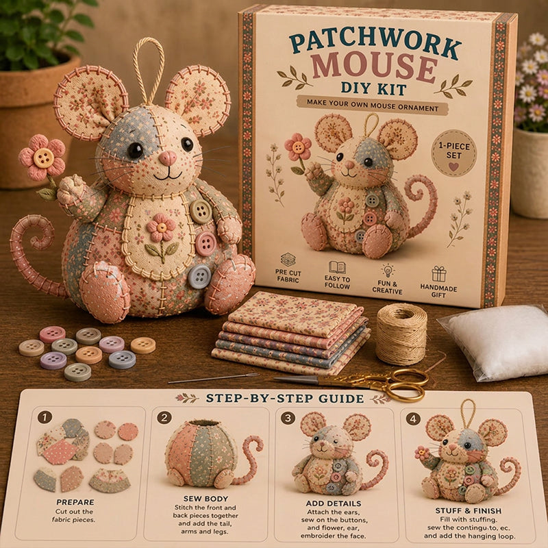 🐭50% KORTING❤️Stop met scrollen en naai je eigen schattige muis! Deze complete set geeft je alles – stof, vulling, naald – en voor je het weet hou je een zelfgemaakt vriendje in je handen!