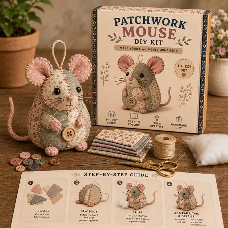🐭50% KORTING❤️Stop met scrollen en naai je eigen schattige muis! Deze complete set geeft je alles – stof, vulling, naald – en voor je het weet hou je een zelfgemaakt vriendje in je handen!