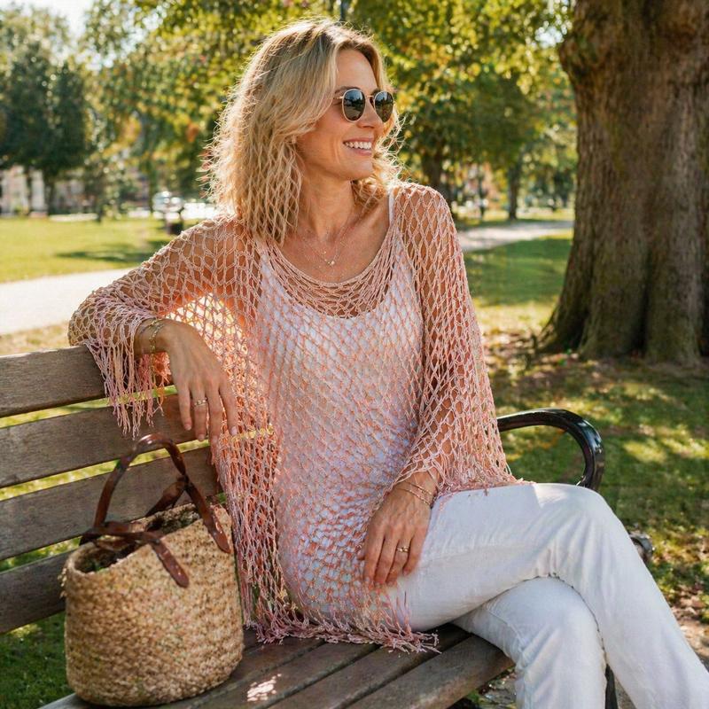 💐Zomerse metallic gehaakte strandjurk – Lichtgewicht, soepel vallend en moeiteloos stijlvol