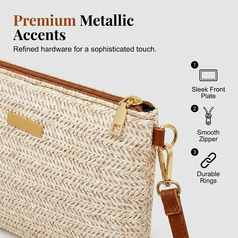 ⏳Tijdelijk 50% korting⏰Dames geweven stro schoudertas en clutch👜
