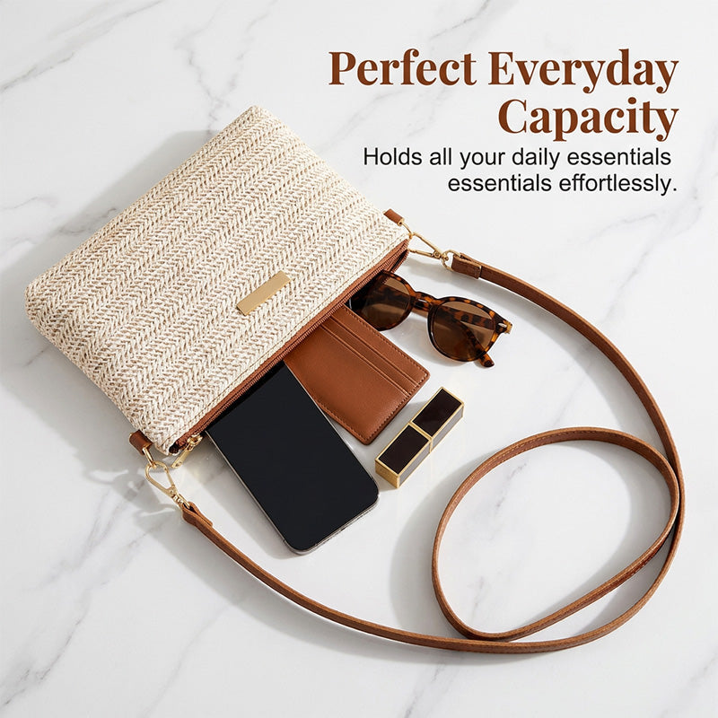⏳Tijdelijk 50% korting⏰Dames geweven stro schoudertas en clutch👜