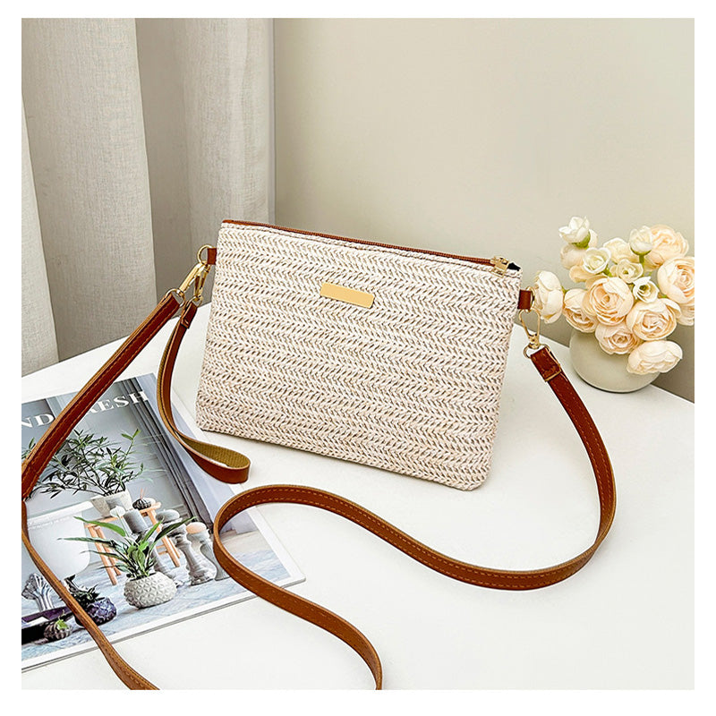 ⏳Tijdelijk 50% korting⏰Dames geweven stro schoudertas en clutch👜
