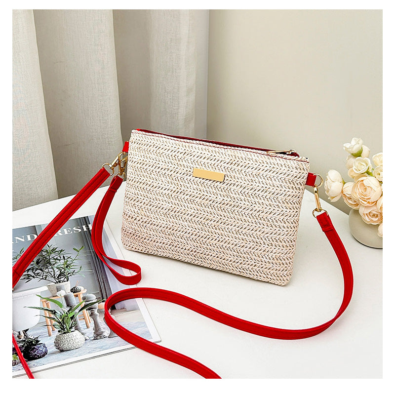 ⏳Tijdelijk 50% korting⏰Dames geweven stro schoudertas en clutch👜