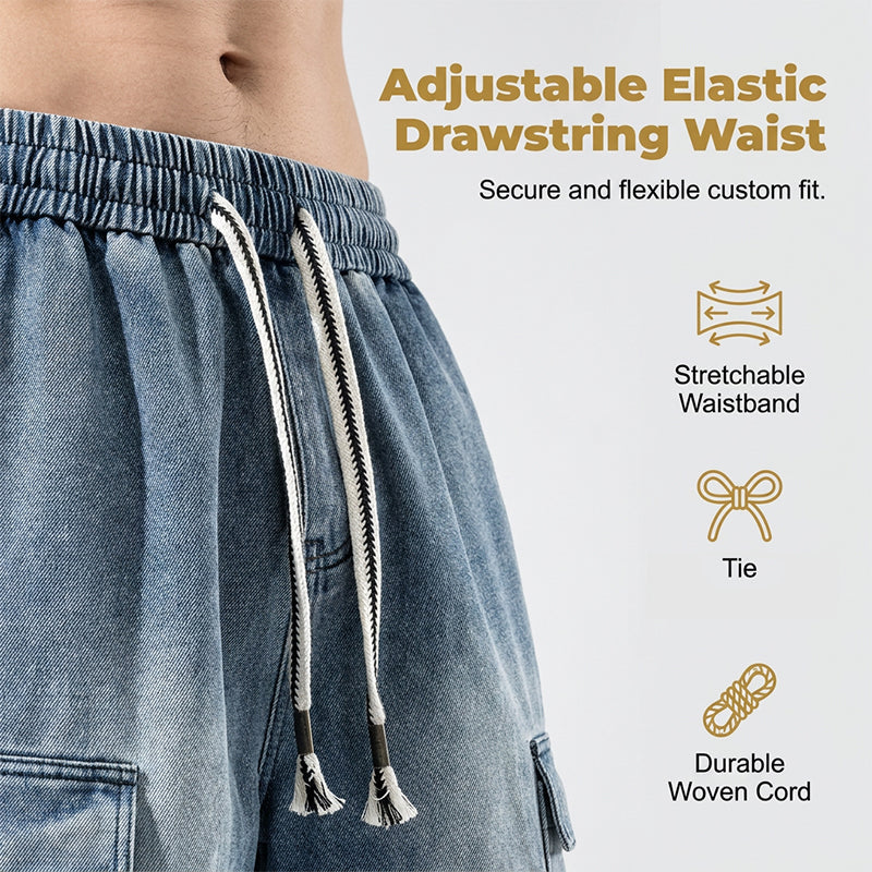 Losse Heren Denim Shorts in High-Streetstijl