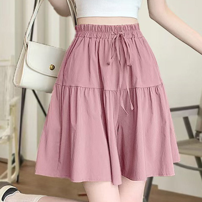 👗NU 50% KORTING🌸Hoge taille wijde pijp skort met gerimpelde randen – Verstelbare pasvorm & flatteuze A-lijn🎀