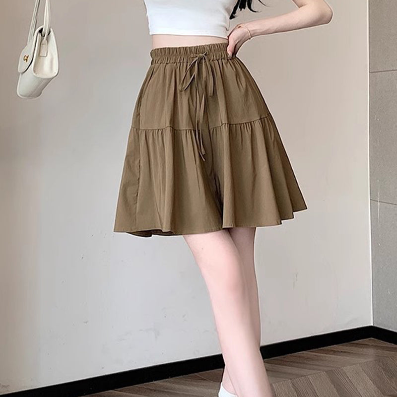 👗NU 50% KORTING🌸Hoge taille wijde pijp skort met gerimpelde randen – Verstelbare pasvorm & flatteuze A-lijn🎀