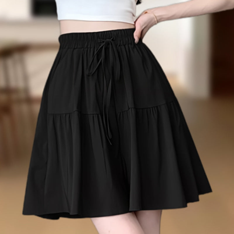👗NU 50% KORTING🌸Hoge taille wijde pijp skort met gerimpelde randen – Verstelbare pasvorm & flatteuze A-lijn🎀