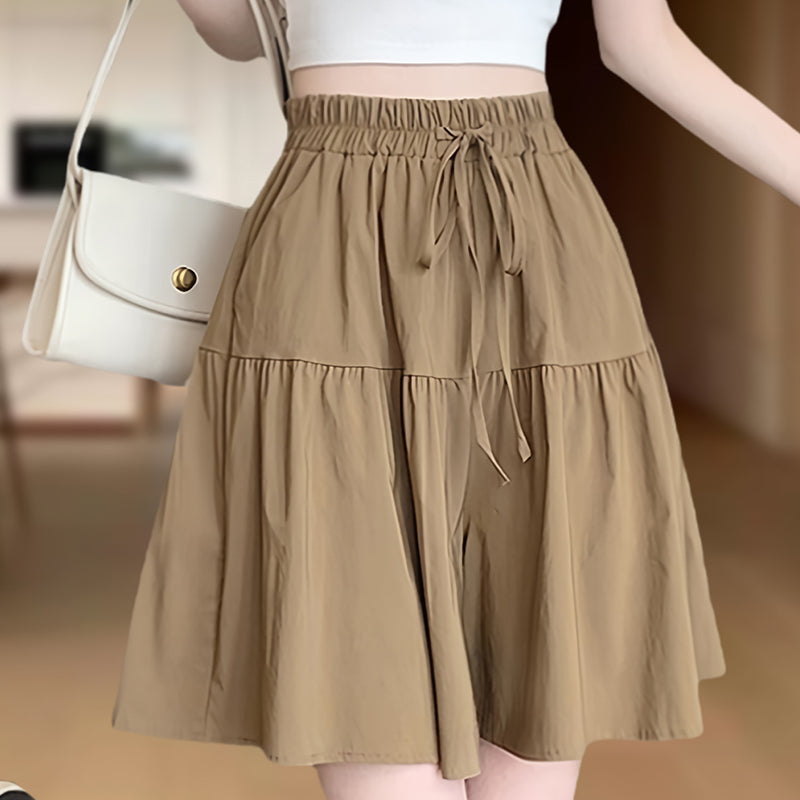👗NU 50% KORTING🌸Hoge taille wijde pijp skort met gerimpelde randen – Verstelbare pasvorm & flatteuze A-lijn🎀