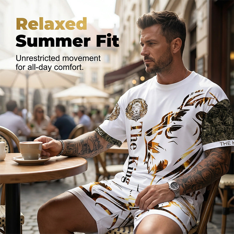 Heren casual top en shorts 2-delige set