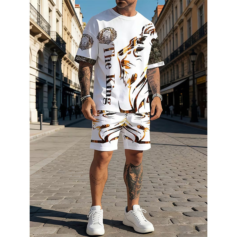 Heren casual top en shorts 2-delige set