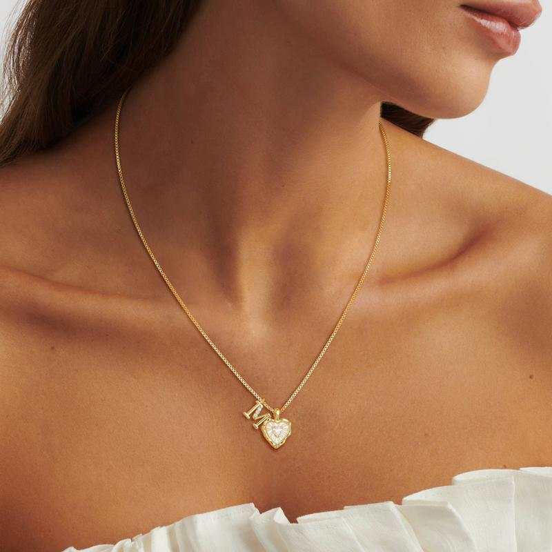 Hartvormige Letters Micro Pavé Schakelketting
