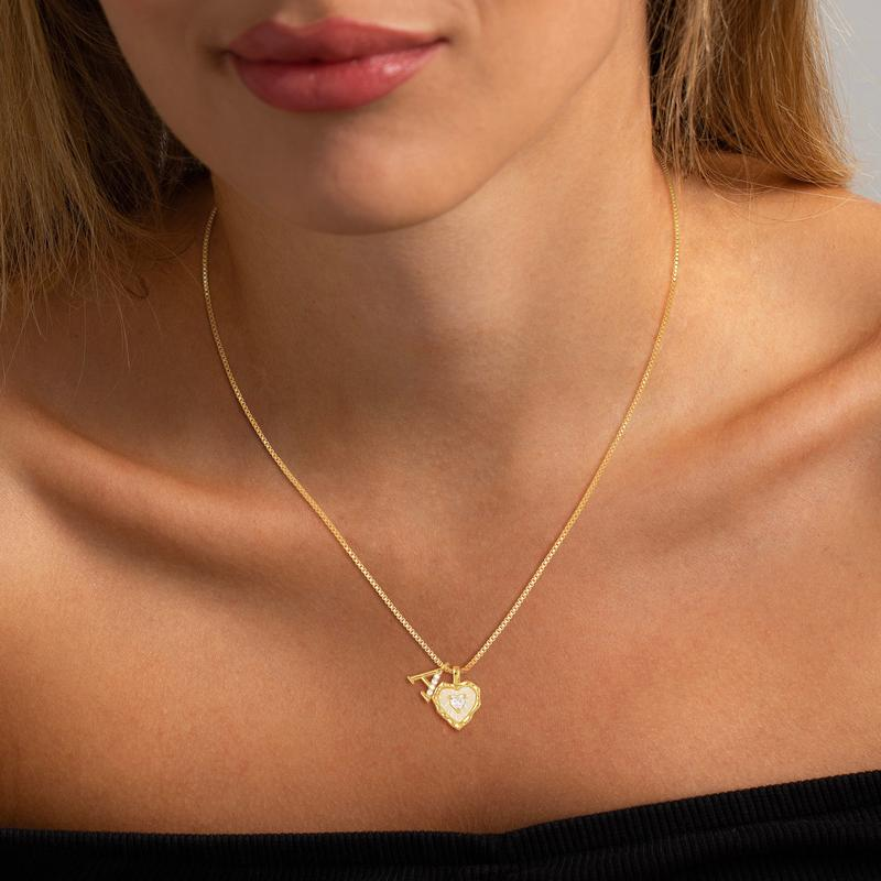 Hartvormige Letters Micro Pavé Schakelketting