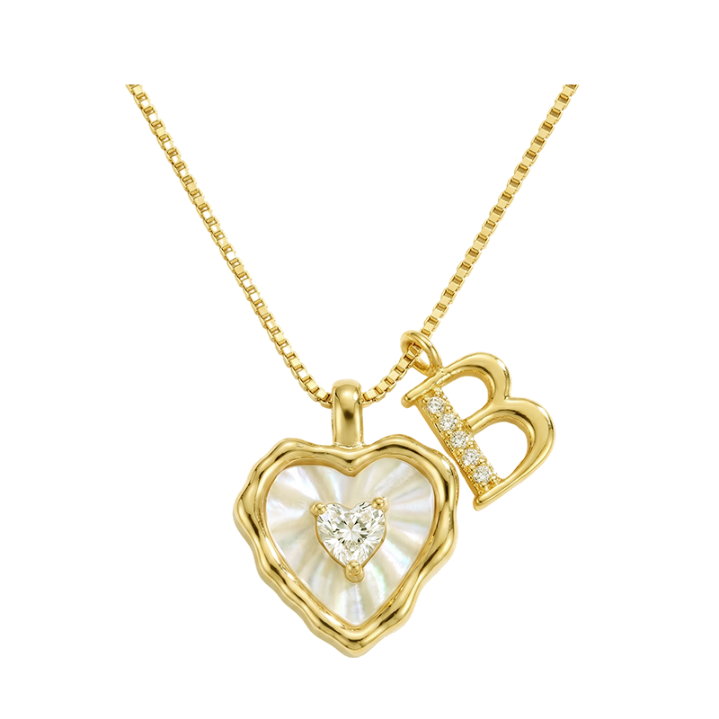 Hartvormige Letters Micro Pavé Schakelketting