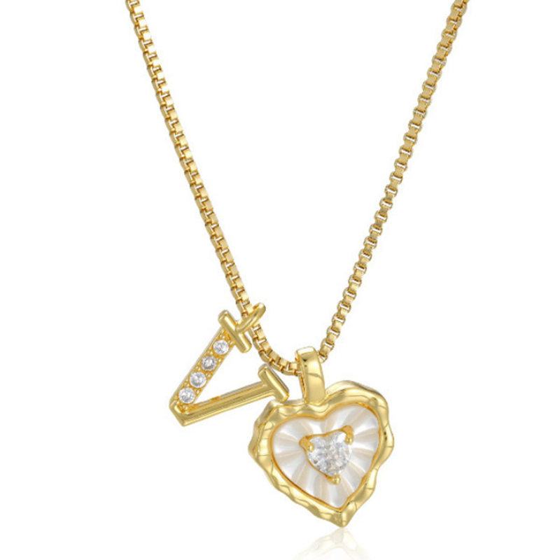 Hartvormige Letters Micro Pavé Schakelketting