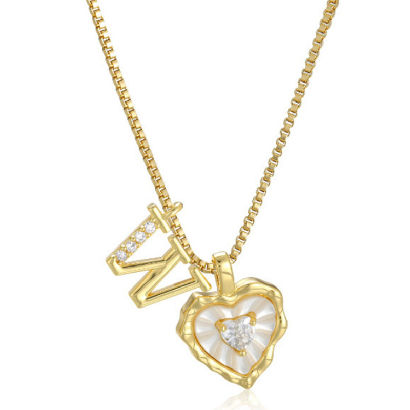 Hartvormige Letters Micro Pavé Schakelketting