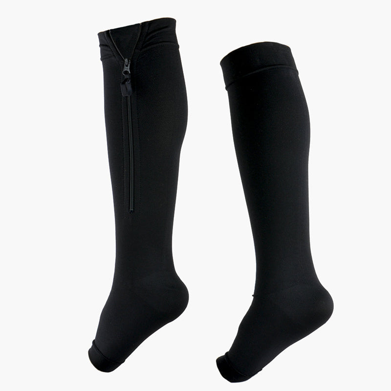 ❄️Zomerfresh 50% Korting!🔥Kniehoge Compressiekousen met Rits – Ademend Sport Steunkousen voor Hardlopen, Reizen, Werk & Lang Staan