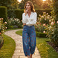 Women's Heart Print Baggy Denim Pants