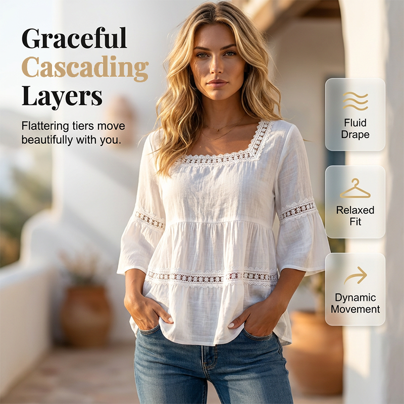 Elegante Zomerblouse met Vierkante Hals