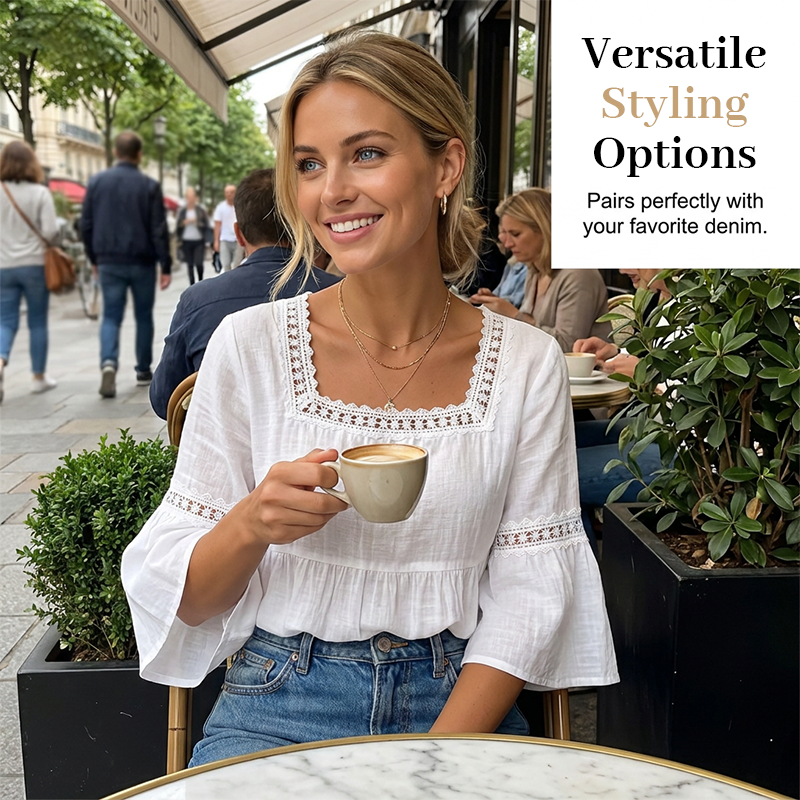 Elegante Zomerblouse met Vierkante Hals