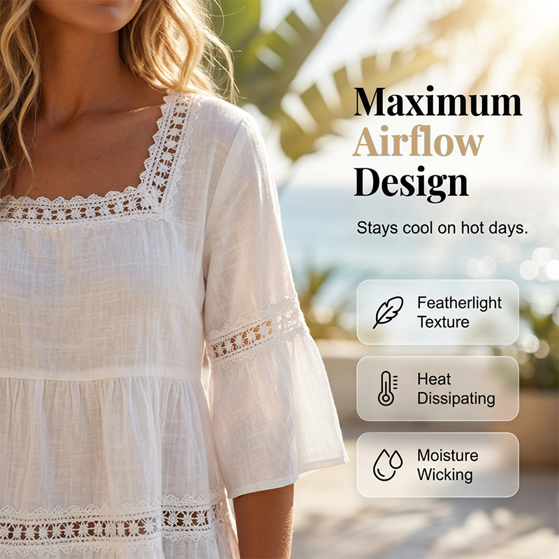 Elegante Zomerblouse met Vierkante Hals
