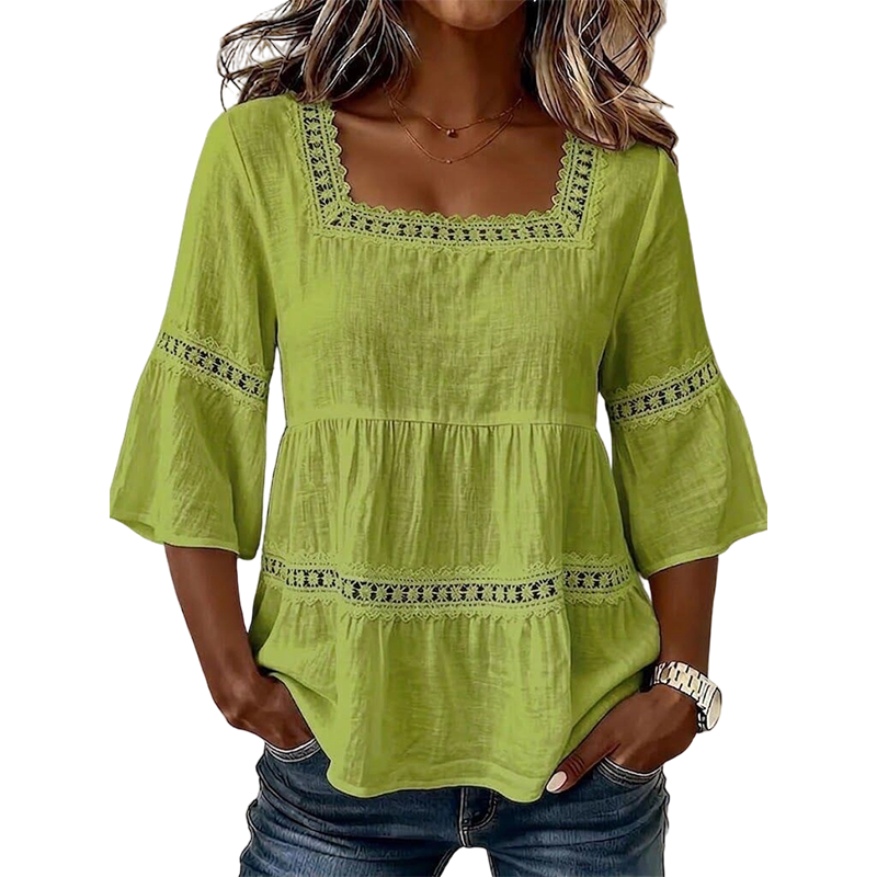 Elegante Zomerblouse met Vierkante Hals