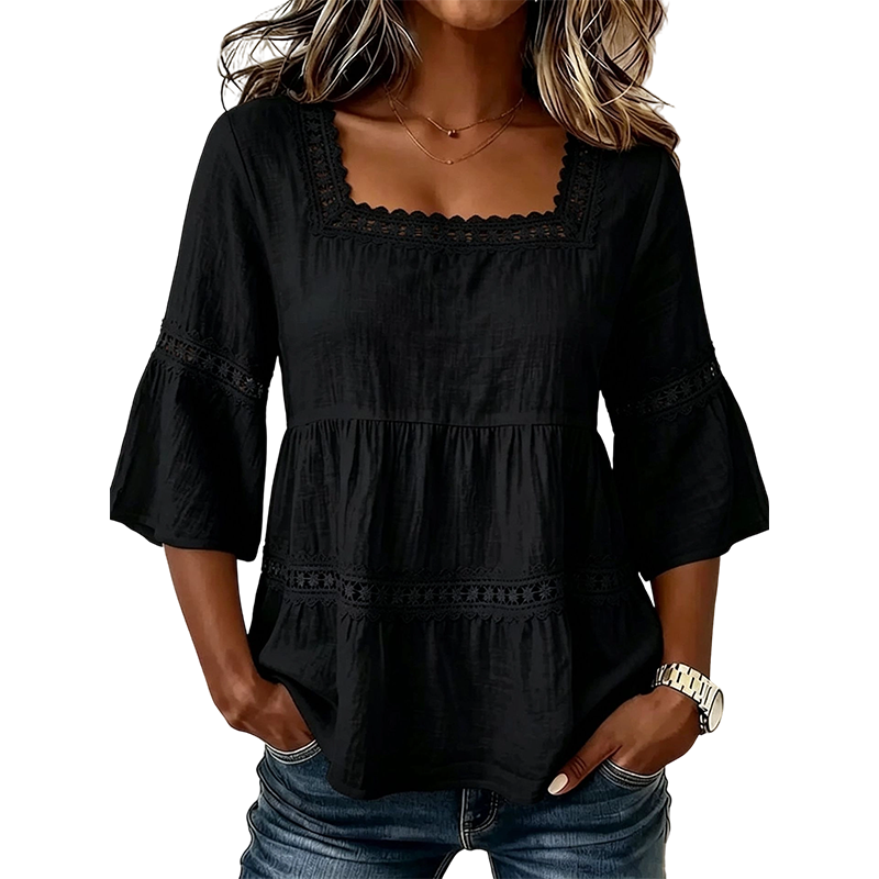 Elegante Zomerblouse met Vierkante Hals
