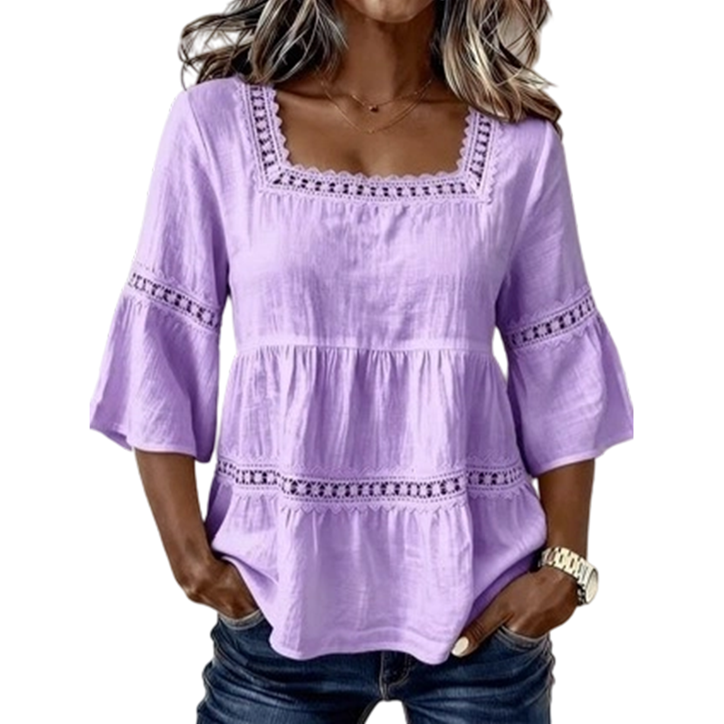 Elegante Zomerblouse met Vierkante Hals