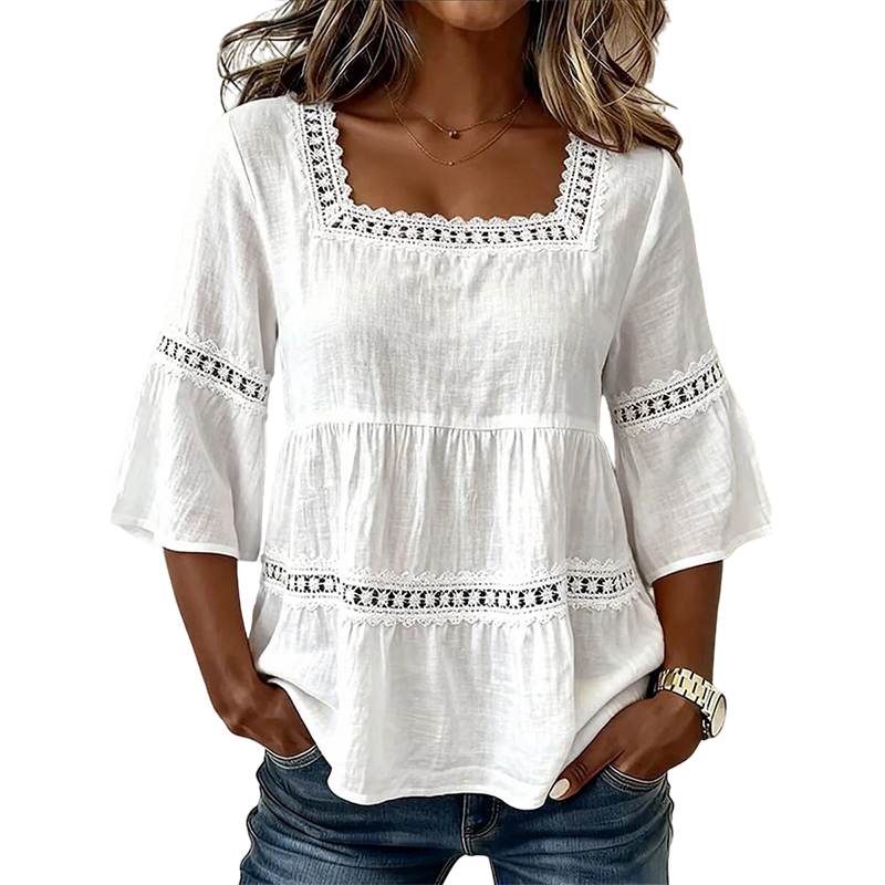 Elegante Zomerblouse met Vierkante Hals