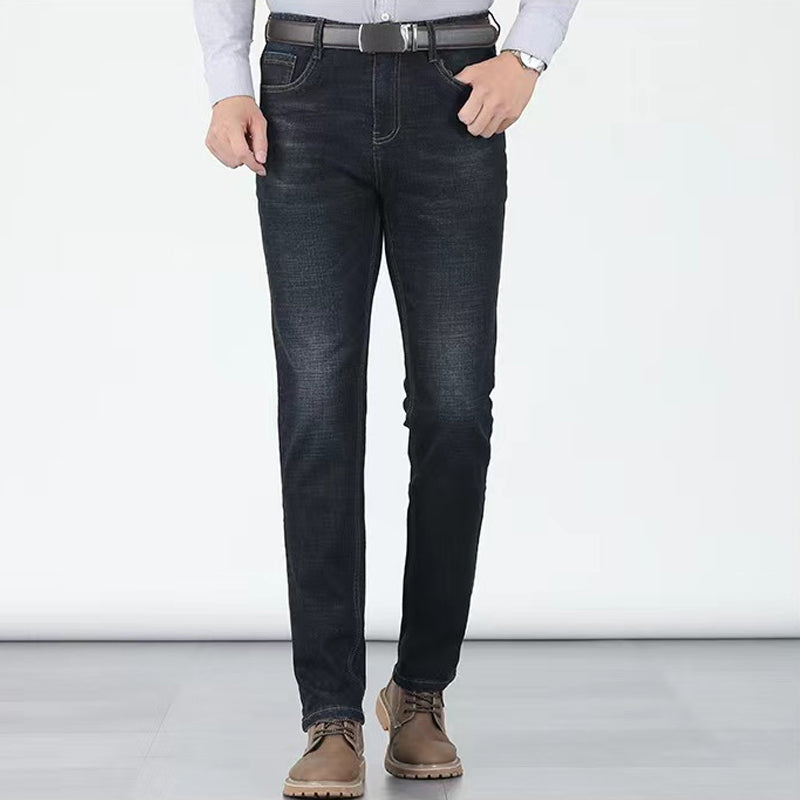 👖 Herenjeans met hoge taille en rechte pasvorm, van stretchstof