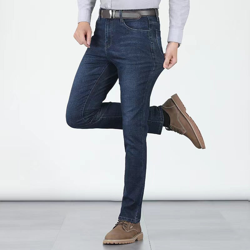 👖 Herenjeans met hoge taille en rechte pasvorm, van stretchstof