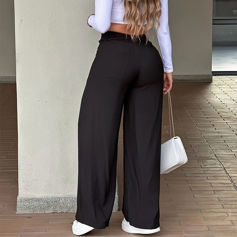 Damesbroek met hoge taille en rechte pijpen