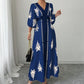 🔥50K+ VERKOCHT HALVE PRIJS💙 V-hals maxi jurk etnische print hoge taille S-5XL