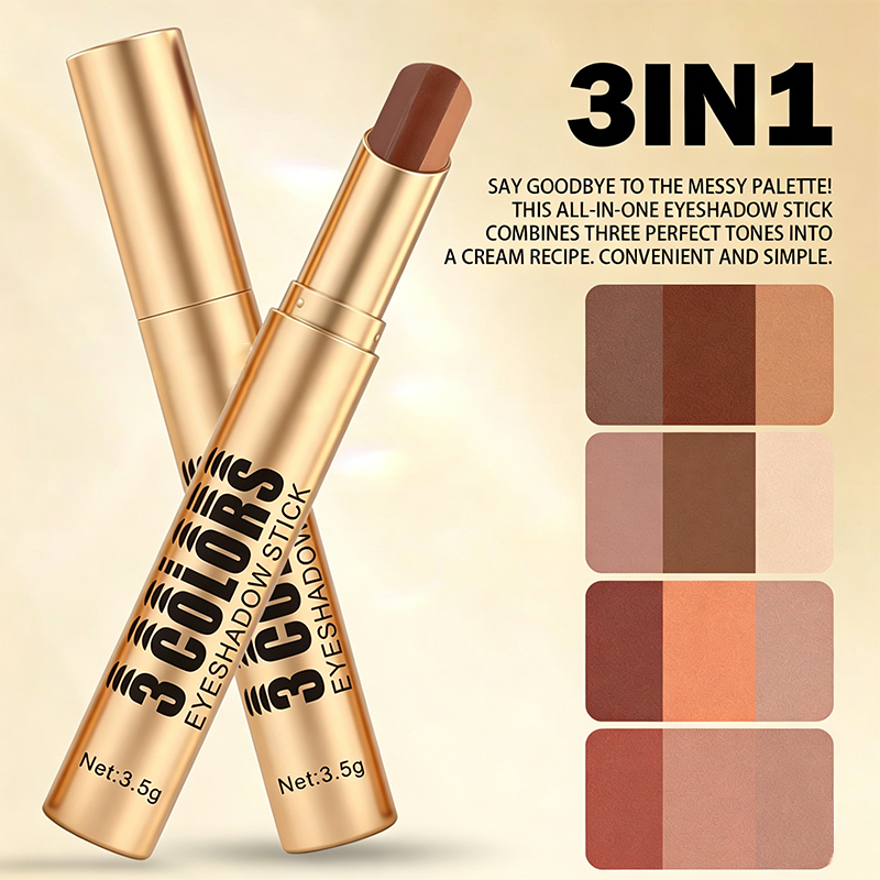 💄Koop 1 krijg 1 gratis（2 stuks）💥3-in-1 Gradient Eyeshadow Stick – Eén veeg, waterproof, gebogen punt ✨